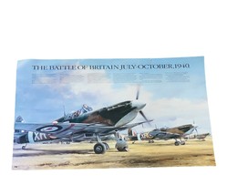 WW2 Poster Print Art Ephemera WWII vtg Battle Britain 1940 Eagle Squadro... - £31.02 GBP