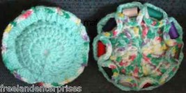 Crocheted Sewing Pin Cushion with Thread Caddy 03 Reversible Turquoise - £10.24 GBP