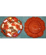 Crocheted Sewing Pin Cushion with Thread Caddy 08 Reversible Rust - £10.08 GBP