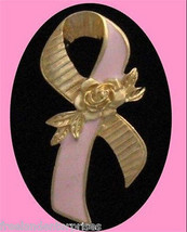 Breast Cancer Better Breast Care Ribbon Pin Goldtone (approx 2&quot; large) 1994 - £9.43 GBP