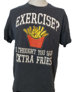 Jerseys Men&#39;s T-Shirt &quot;Exercise? I Thought You Said Extra Fries&quot; Black XL - $19.53 CAD