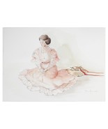 Peggy Reimel Abrams Artist Original Watercolor Painting Victorian Woman ... - $69.79 CAD