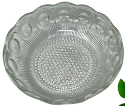 Vintage Hobnail Clear Pressed Glass Serving Bowl 8.5" Cameo With Scalloped Edge image 3