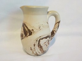 Vintage Nemadji Pitcher Brown and Tan 5 1/4&quot; Tall - £10.01 GBP