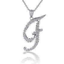 925 Sterling Silver Cursive Initial Letter F Pendant Necklace - £22.26 GBP+