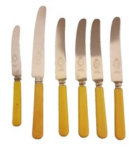 LOT OF 6 VTG SHEFFIELD ENGLAND  FIRTH STAINLESS BAKELITE HANDLE PLACE KN... - $466.24 MXN