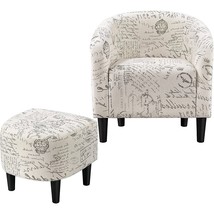 Letter Print French Upholstered Barrel Chair and Ottoman Set - $5,205.86 MXN