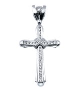 10k White Gold Large Cross With Round CZ Stones - £375.28 GBP