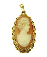 14k Yellow Gold Oval Shape Pendant Cameo With A Rope Chain Design Frame - $273.07 CAD