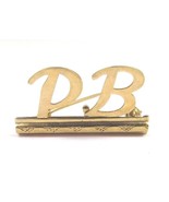 18k Yellow Gold Antique Tie Brooch Pin With &quot;P B&quot; Initials - $150.00