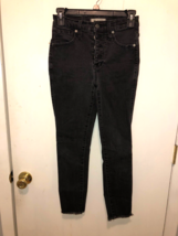 Madewell SZ 25 Petite 10&quot; High-Rise Skinny Jeans in Berkeley Black Button Front - £10.25 GBP