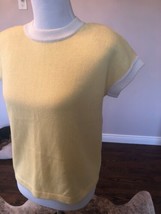Euc Vtg St. John Sportswear By Marie Gray Yellow &amp; Cream Cap Sleeve Sweater Sz S - £115.52 GBP