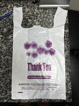 Purple Flower Thank You Plastic Shopping Bags - 400 pcs/case - $646.28 MXN