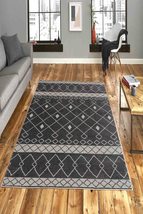 LaModaHome Area Rug Non-Slip - Anthracite Geometric Soft Machine Washable Bedroo - £24.74 GBP+