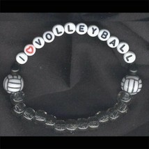 Funky--I Love VOLLEYBALL--BRACELET Team Sport Player Coach Costume Jewelry-WHITE - $7.83