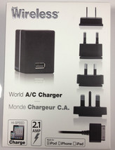 New- Just Wireless World A/C Charger For iPhone , iPod ,iPAD  MSRP$34.99... - $15.83