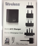 New- Just Wireless World A/C Charger For iPhone , iPod ,iPAD  MSRP$34.99... - $15.83