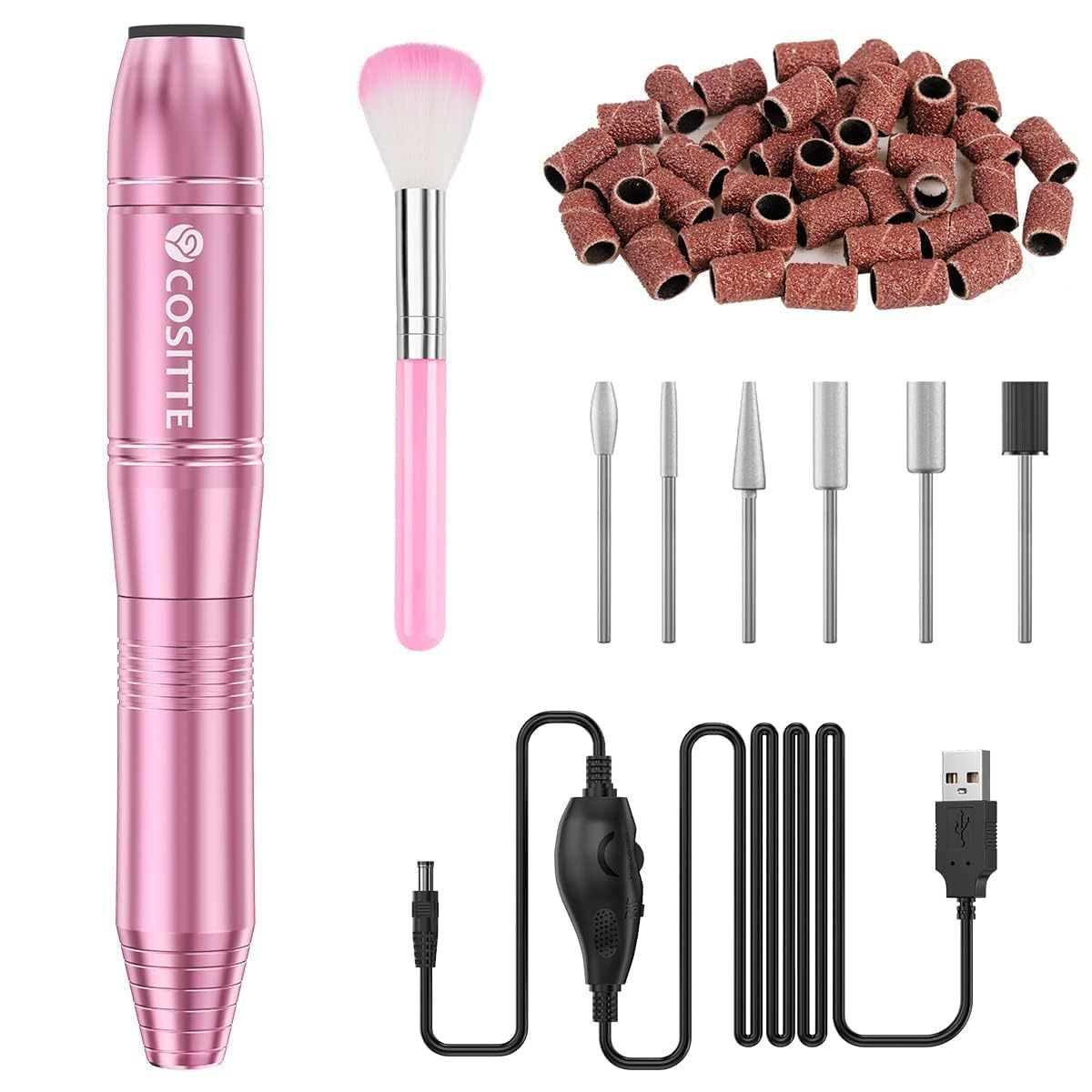 COSITTE Electric Nail Drill,USB Electric Nail Drill Machine for Acrylic Nail Ki