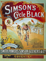 Simson's Cycle Black Bicycle Vintage Advertisement Metal Sign - £18.83 GBP