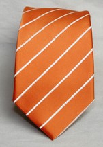 Puccini Orange &amp; White Stripe 100% Men&#39;s Necktie   w-3 1/2  - £8.73 GBP