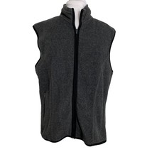 Vintage Gap Womens Vest Size Large Fleece Charcoal Gray Full Zip Side Po... - $24.75