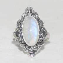 Exclusive Natural Rainbow Moonstone Gemstone Ring, Birthstone Ring, 925 Sterling - £31.74 GBP