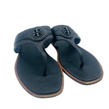 Tory Burch Carson Thong Welt Logo Leather Sandals - Black - Sz. 9 - £69.04 GBP