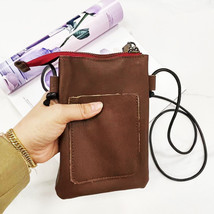  First Layer Cowhide Casual Crossbody Bag For Men And Women Lanyard Mobile Phone - £8.74 GBP