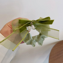 Lily of the Valley Green Butterfly Bow Hair Tie Scrunchie - £1.95 GBP