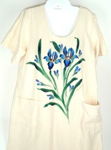 Vintage Dress Celine Maui Hawaii Floral Painted Muslin Shift Long art to... - £78.40 GBP