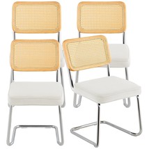 VEVOR Rattan Dining Chairs Set of 4, Mid Century Modern Dining Chair, Upholstere - £230.78 GBP