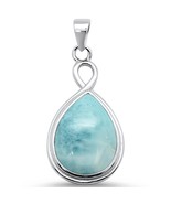 Sterling Silver Pear Shape Natural Larimar Pendant - $48.99
