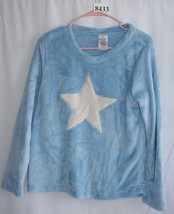 BLUE FLEECE LONG SLEEVE SHIRT WITH WHITE STAR ON FRONT SZ M #8433 - £7.21 GBP