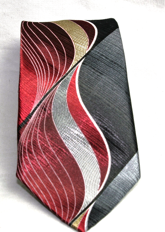 George 100% Silk Swirl Metalic Men&#39;s Necktie  Black, Wine, Gray, White - $6.66
