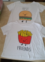 Juniors Tops Lot Bestfriends Fries &amp; Hamburger Tops Sz Large Tops Set - $19.99