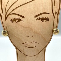 Vintage Huggie Wave Earrings, Ridged Gold Tone Curved Clip Ons - $37.74