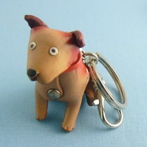 Leather Dog Spuds Tan Keychain Key Chian Ring (BN-KEY201) - £7.90 GBP