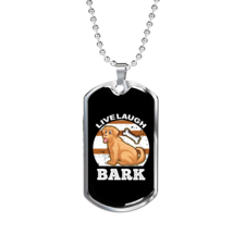 Live Laugh Bark White Necklace Stainless Steel or 18k Gold Dog Tag 24&quot; Chain - £37.92 GBP+