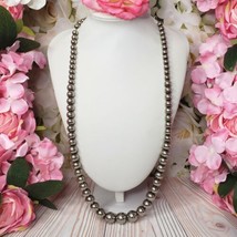 Long Graduated Silver Tone Beaded Fashion Necklace - $18.95
