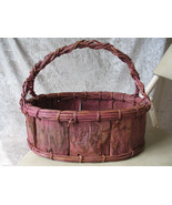 Vintage Redish Brick Color Wicker Basket with Handle 12 x 8 x 10 - £13.88 GBP