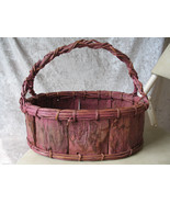 Vintage Redish Brick Color Wicker Basket with Handle 12 x 8 x 10 - £13.28 GBP