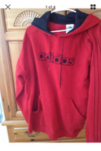 Adidas red &amp; black sweatshirt with hood size large - $49.99
