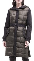 ANATOMIE Hooded Belted Lightweight Puffer Coat  Sz-L Black/Gray-Greenish - $179.00