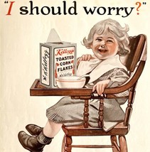 Kelloggs Toasted Corn Flakes 1910 Advertisement I Should Worry Lithograph HM1H - £46.98 GBP