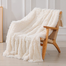 Reversible Shaggy Decorative Extra Soft Fuzzy Faux Fur Throw Blanket 50&quot; x 60&quot; - £18.66 GBP