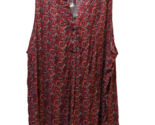 Ava Christine sleeveless blouse rayon Xl red blue pintuck pleats v neck ... - $16.82