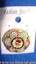 Jewelry #06 Vintage Micro Mosaic Floral Italian Pin/Brooch w/One Center Flower - £27.12 GBP