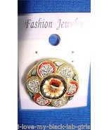 Jewelry #06 Vintage Micro Mosaic Floral Italian Pin/Brooch w/One Center ... - $47.51 CAD
