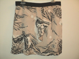 SINEQUANONE France Size 8/10 Medium Skirt A-Line Tan Black Floral 32&quot; Waist - £19.07 GBP