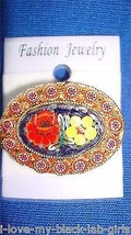 Jewelry #01 Vintage Micro Mosaic Floral Italian Pin/Brooch with Two Flowers #01 - £31.12 GBP